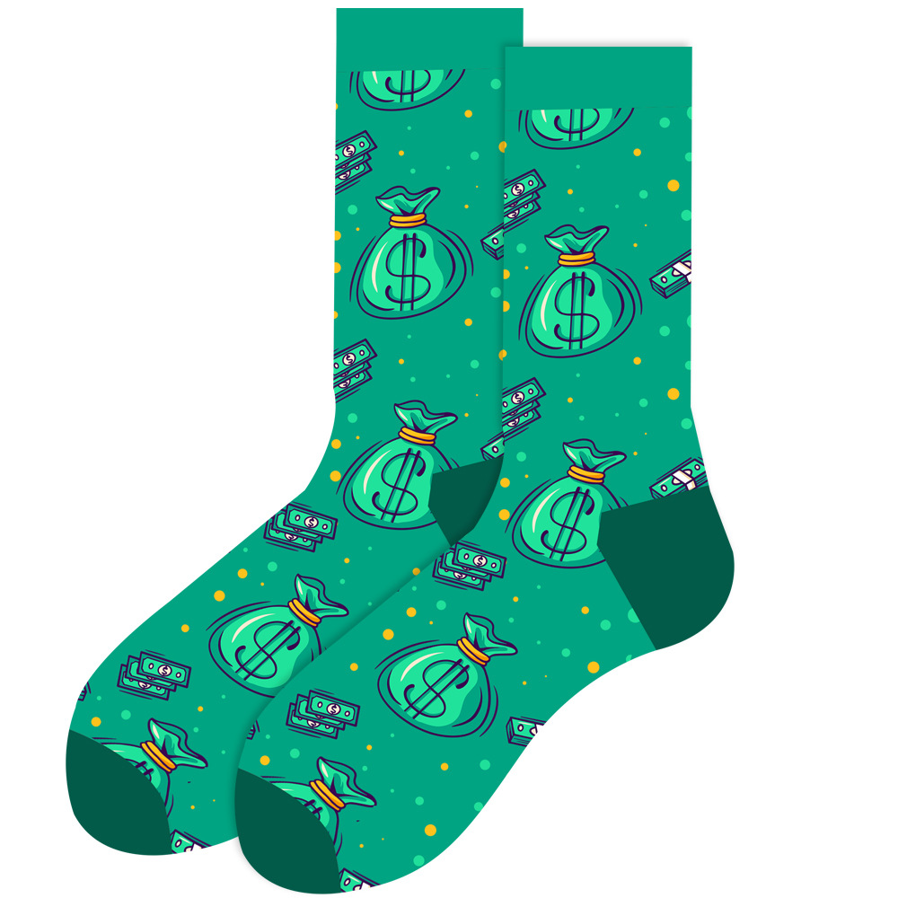 2023秋冬亚马逊新款动物中筒袜几何男袜搞笑骷髅袜子笑脸女袜潮袜详情24