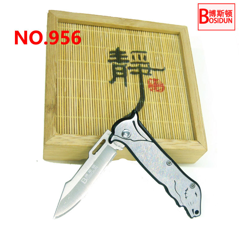 Boston outdoor folding knife, stainless steel fruit knife, portable folding camping knife, supermarket premium knife, military knife card pic 29