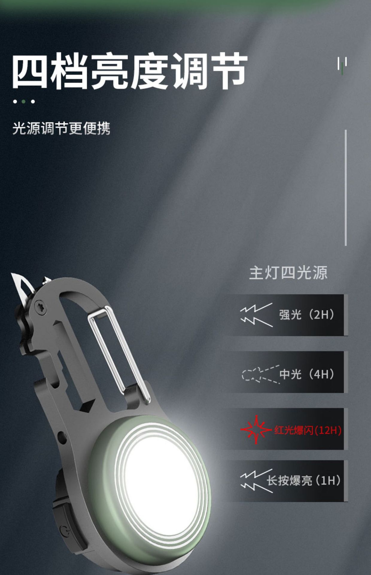 New portable outdoor camping lamp with a knife, multi-functional keychain lamp, strong light and magnetic mini work light pic 11