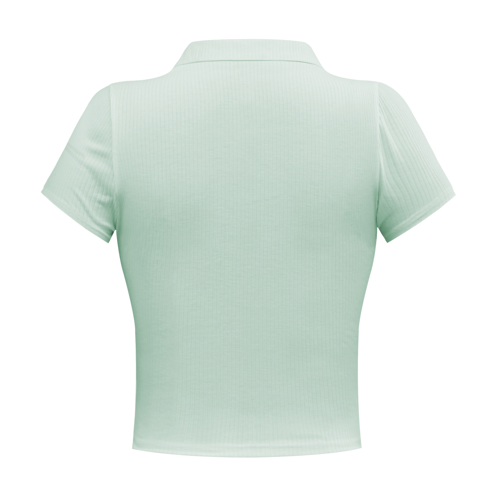 Moda europea y americana verano mujer retro chic recorte de la cintura sudadera corte corto polo manga corta casual camiseta top pic 37