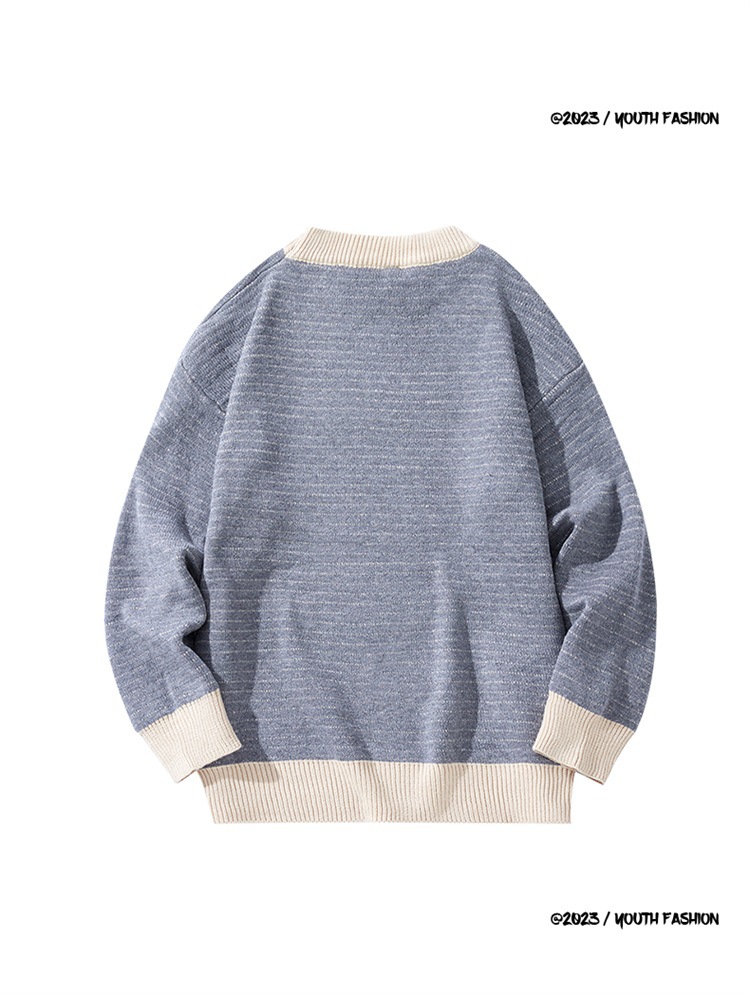 圆领毛衣男士2023新款休闲百搭宽松慵懒风秋冬季加厚潮牌针织衫详情6