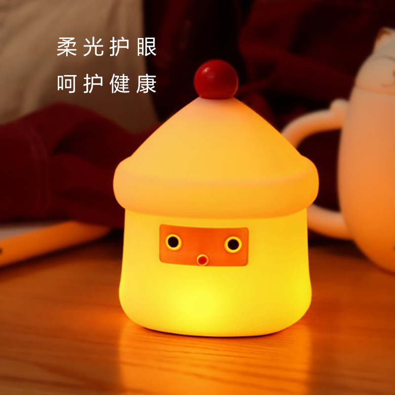 Cross-border bestsellers: Christmas house LED silicone night light, Christmas festival gift hand-held light, stepless variable light sleep companion light pic 1
