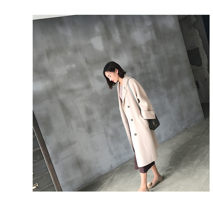 森系毛呢h型大衣女小个子中长款过膝初冬2022新款外套时尚秋冬款详情13