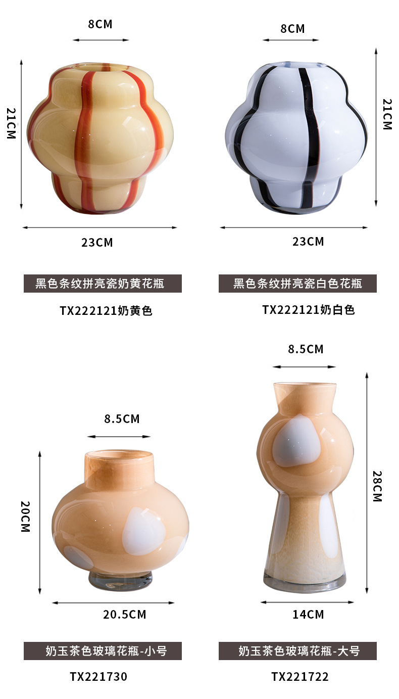 Ins-style creative milk jade slanted glass hydroponic colored bottle, home soft decoration vase, living room dining table flower arrangement pic 7