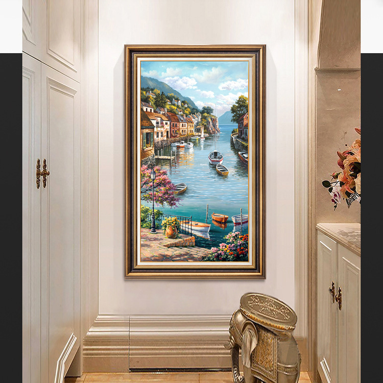 American-style entrance foyer hanging paintings, modern art, European-style vertical corridor and passageway decorative paintings, grand murals, large size pic 34