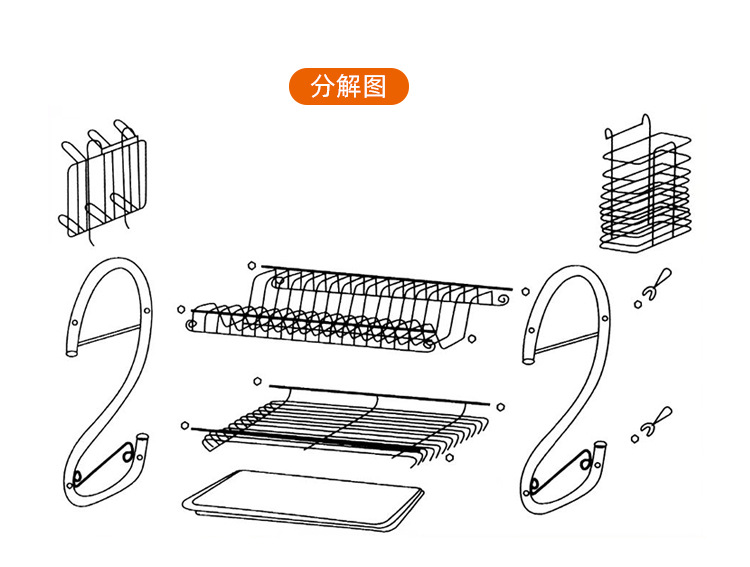 不锈钢碗碟沥水架家用放餐具筷子厨房置物架多功能台面双层收纳架详情12