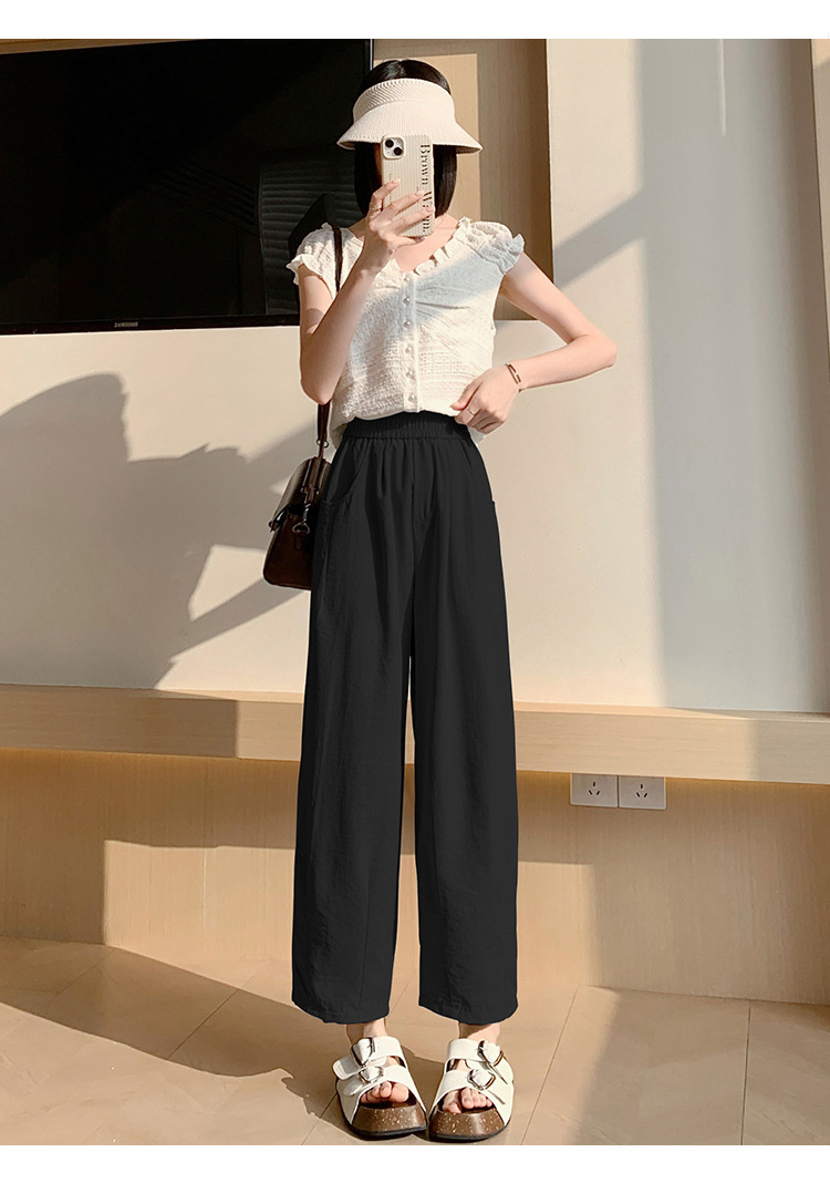 蓝色奶奶裤女夏季2024新款高腰显瘦直筒小个子云朵醋酸凉凉阔腿裤详情38