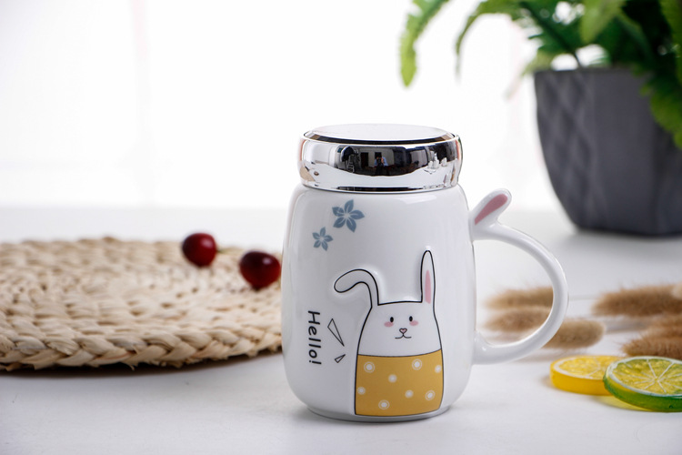 马克杯礼品创意水杯咖啡杯办公室杯 手柄 可爱兔子陶瓷杯详情16