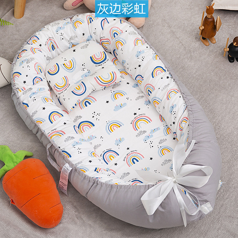 Cross-border exclusive folding, detachable and washable portable anti-pressure crib, midbed bionic fully detachable baby pillow crib pic 49
