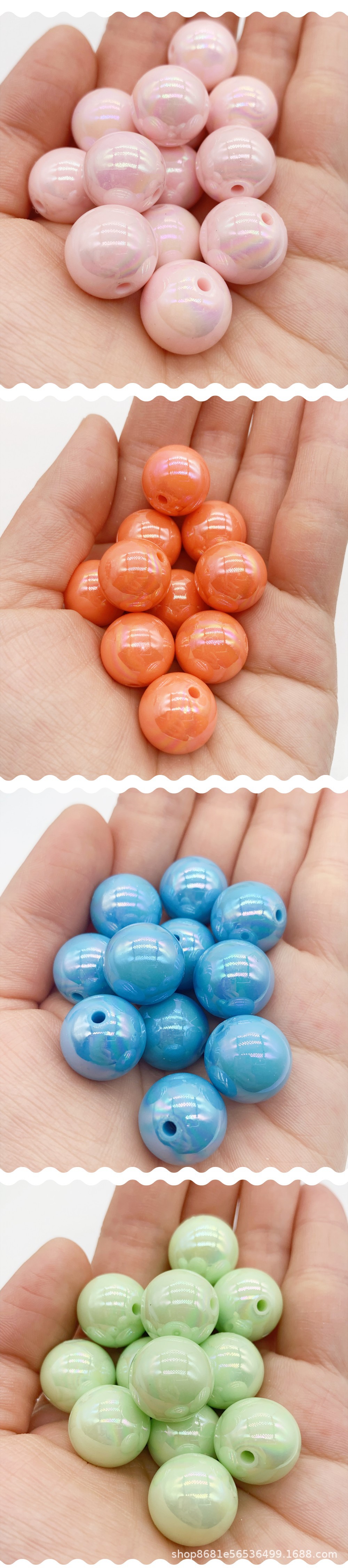亚克力珠幻彩圆珠直孔AB彩马卡龙色diy手机链串珠糖果色散珠卡16详情3