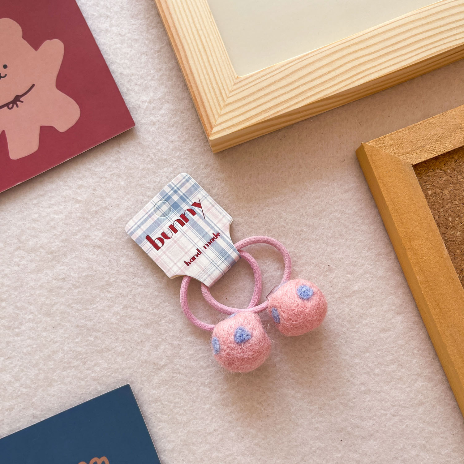 Korean-style simple wool felt dot ball baby hair band, children's rubber band matching, cute girls' hair-safe headwear pic 24