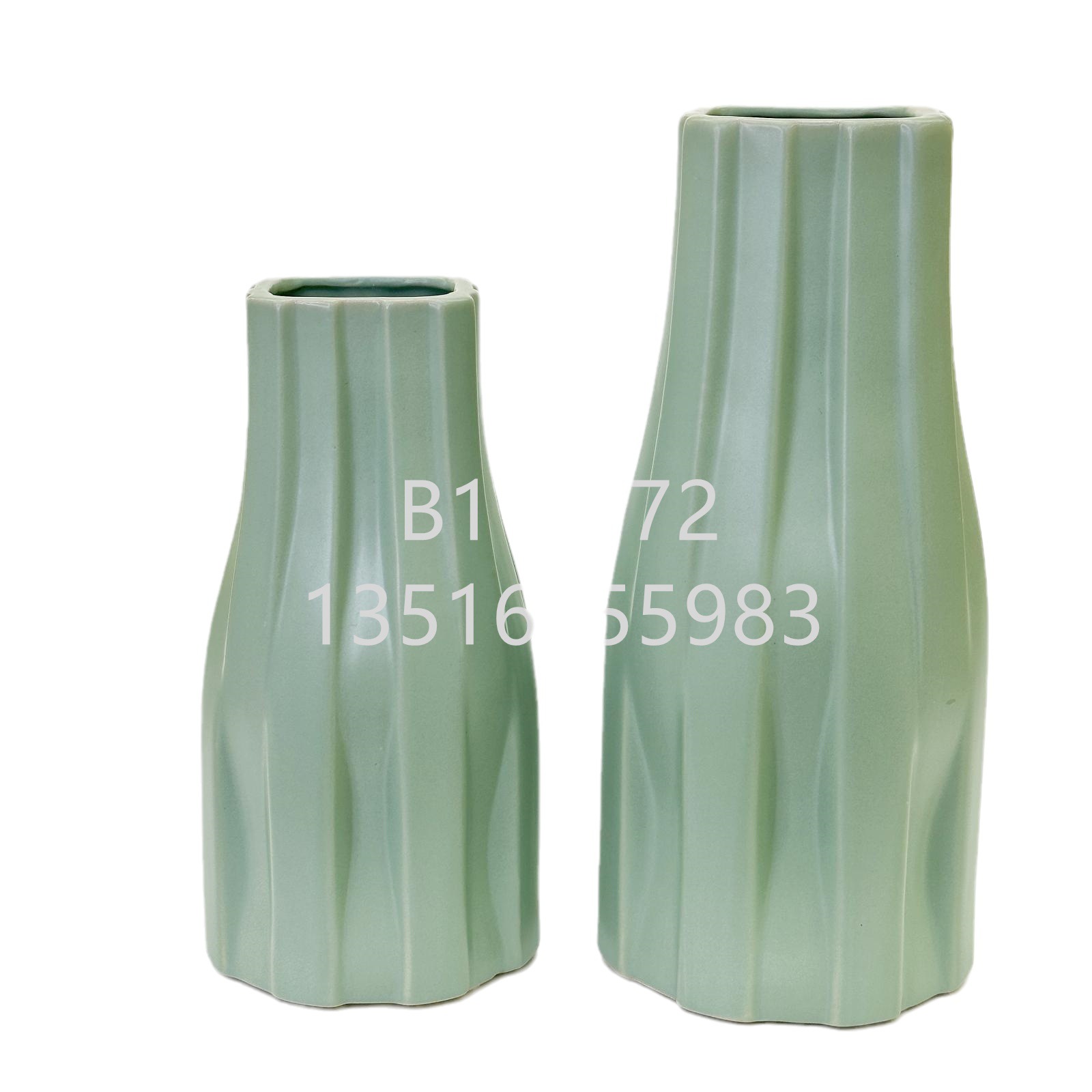 Nordic creative hand-held bouquet, light blue Morandi ceramic vase, living room flower arrangement, home TV cabinet decoration pic 9