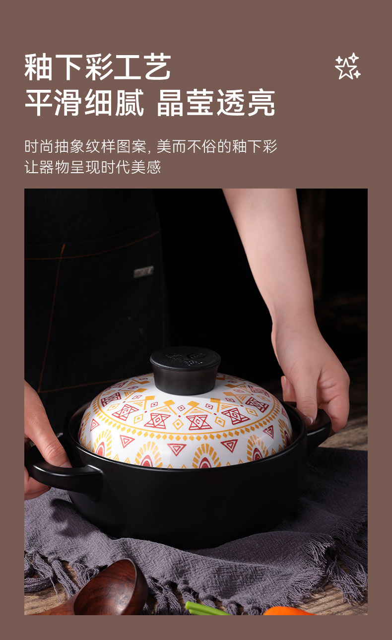 Japanese-style fashionable soup pot, clay pot, stew pot, household small open flame high-temperature resistant 煲仔饭 stone pot, ceramic clay pot pic 8