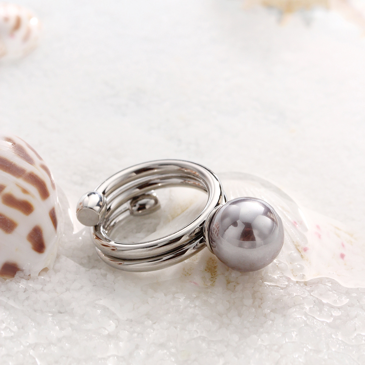 韩版简约戒指丝巾扣纯铜镀金气质大方高端珍珠配饰丝巾装饰详情2