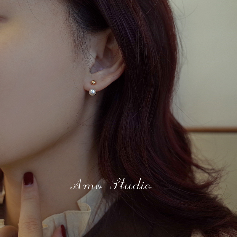 金豆豆S925银针珍珠耳钉女轻奢小众设计耳环2022新款潮耳饰详情38