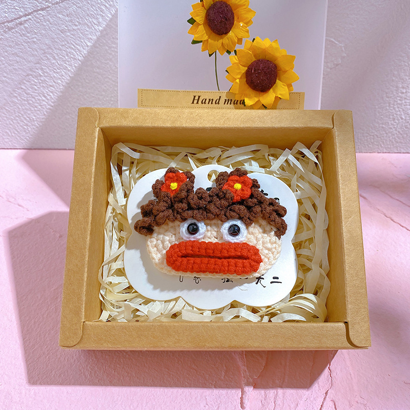 纯手工钩织毛线发夹丑萌大嘴妹搞笑发夹刘海夹搞怪发夹香肠嘴发卡详情9