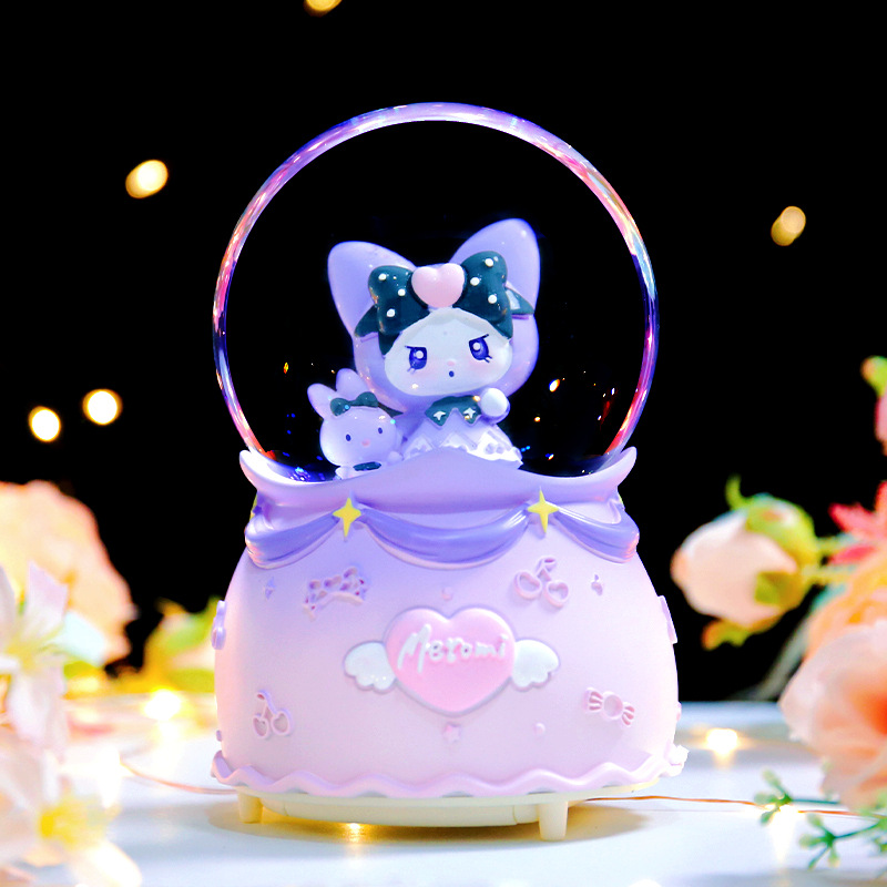 创意酷酷甜心水晶球发光音乐盒旋转八音盒卡通可爱儿童生日小礼品详情3
