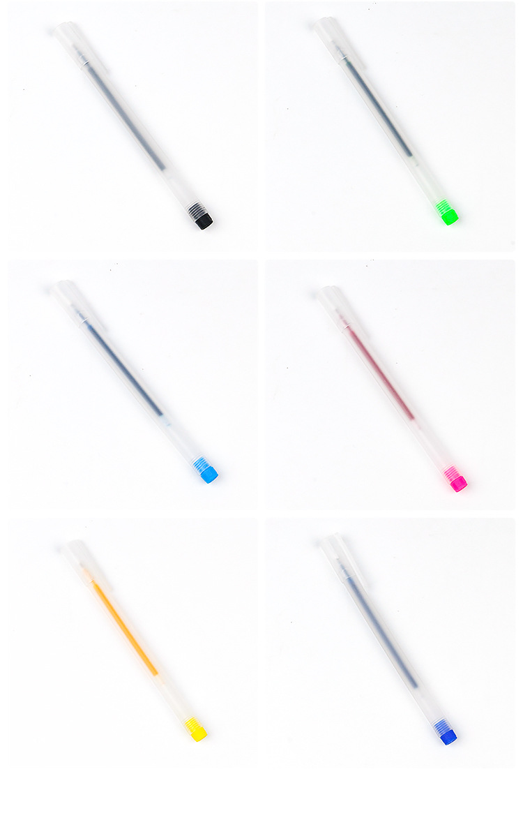 Sin impresión viento estudiante clear rod tapa pluma neutra lápiz de agua 0.5mm brushtest negro azul rojo tricolor pluma de escritura pic 5