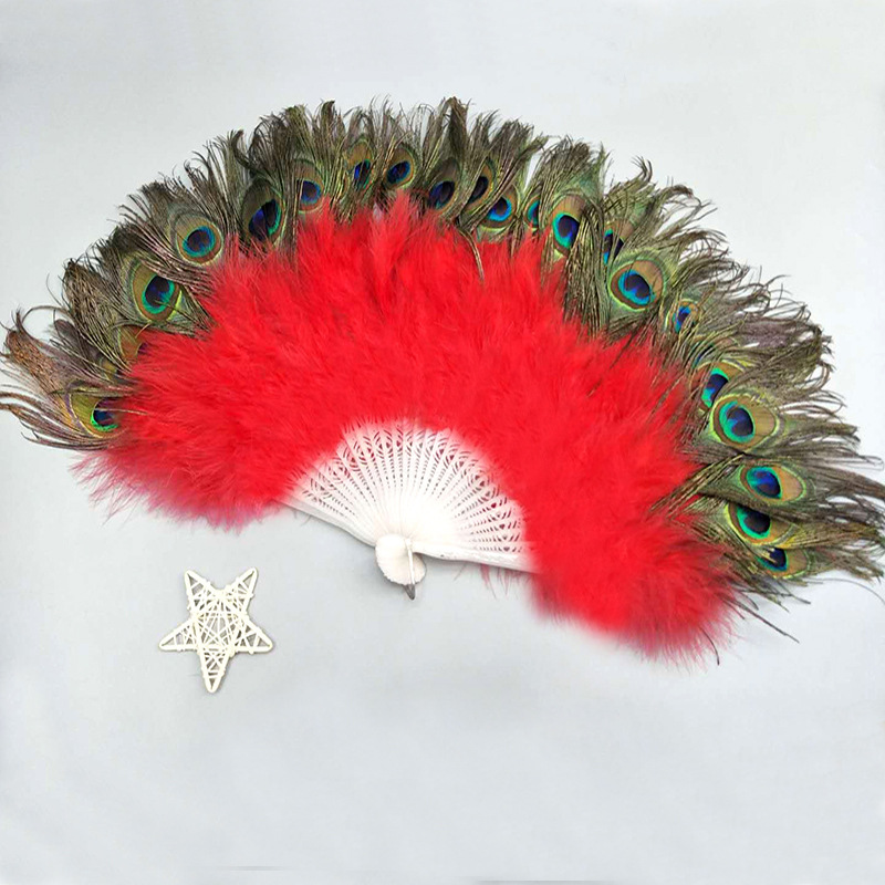 Peacock feather fan performance dance fan furniture arrangement stage props Peacock feather colorful pic 19