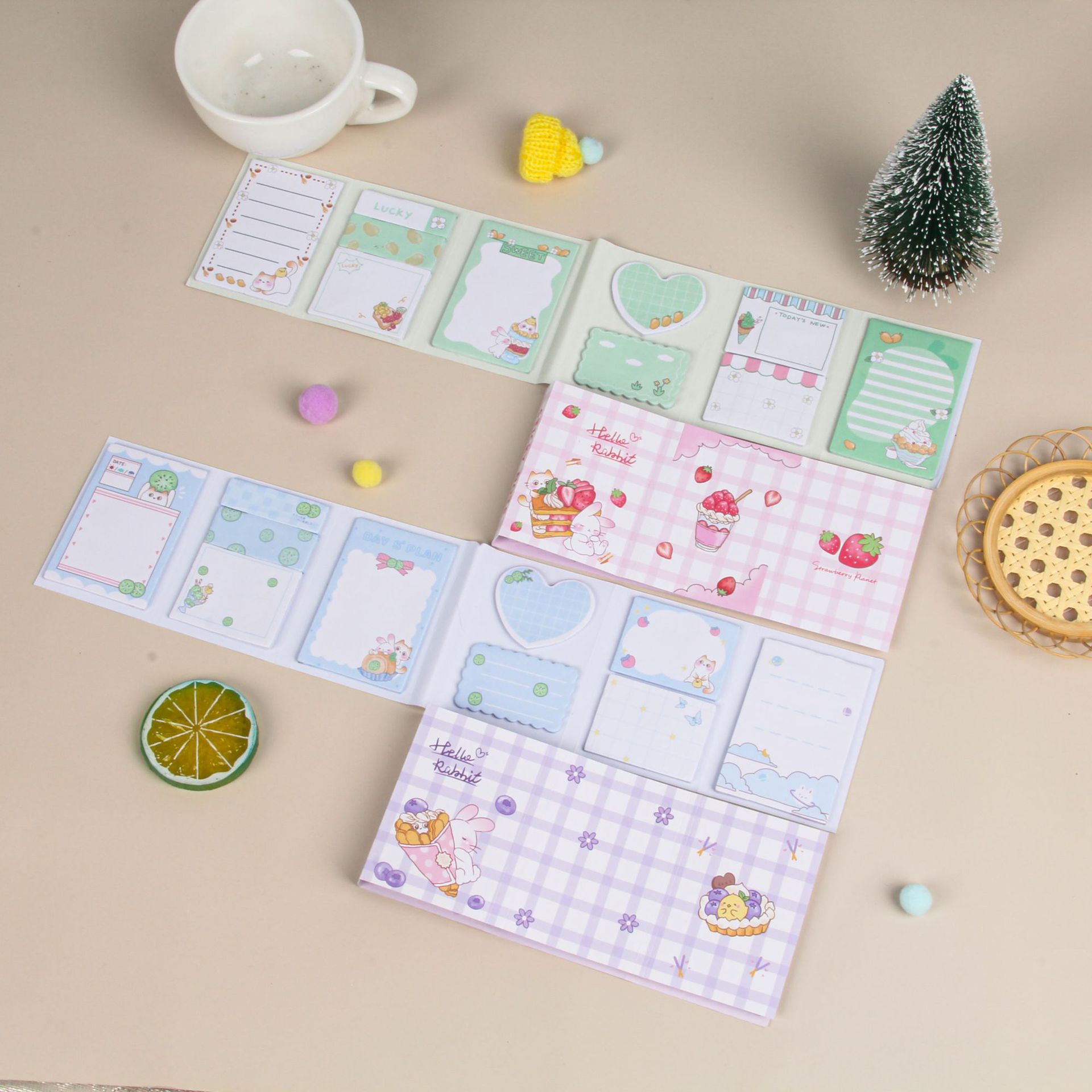 Customized creative cartoon sticky notes, cat and rabbit combination sticky notes, custom-made cute sticky note stickers, wholesale index stickers pic 5