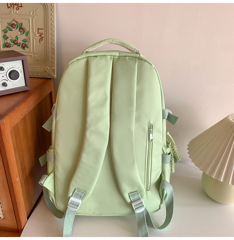 纯色休闲双肩包小学生女初高中书包简约时尚百搭大容量大学生背包详情39