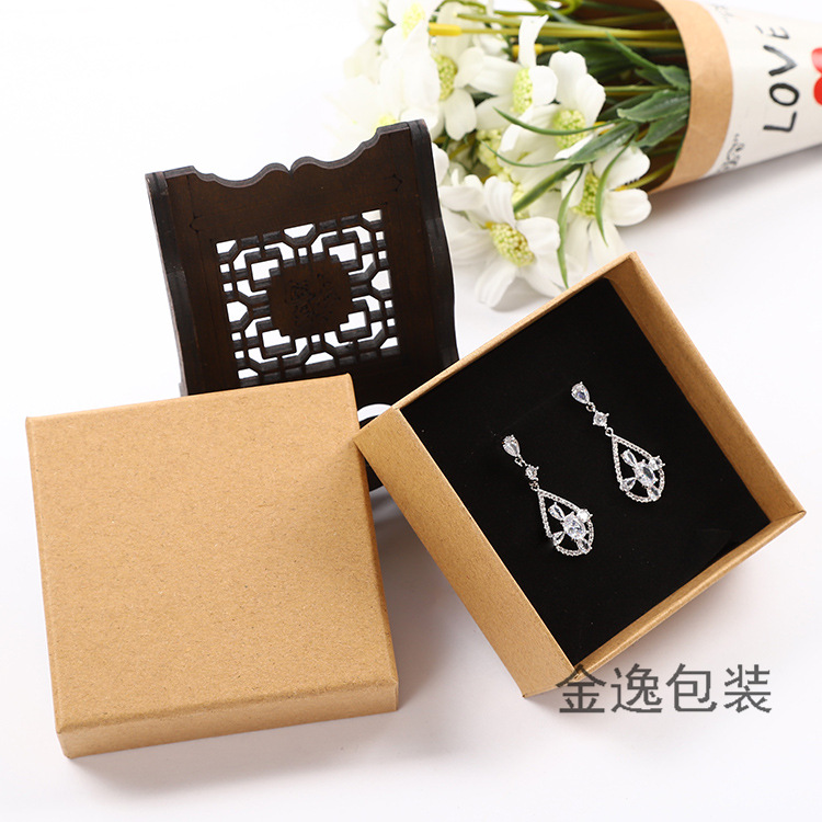 Factory direct sales of top and bottom cover kraft paper packaging boxes, stud earrings, necklaces, rings, bracelet boxes, jewelry boxes, wholesale and in stock pic 3