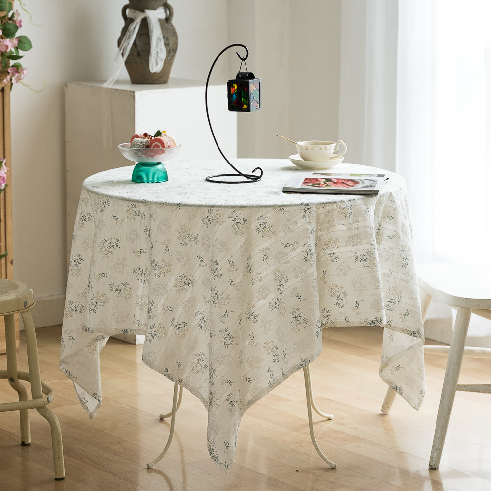 Fresh and clean cross-border tablecloth ins lilac flower fragments garden cotton and linen tablecloth fabric American decoration Amazon picnic cloth pic 39
