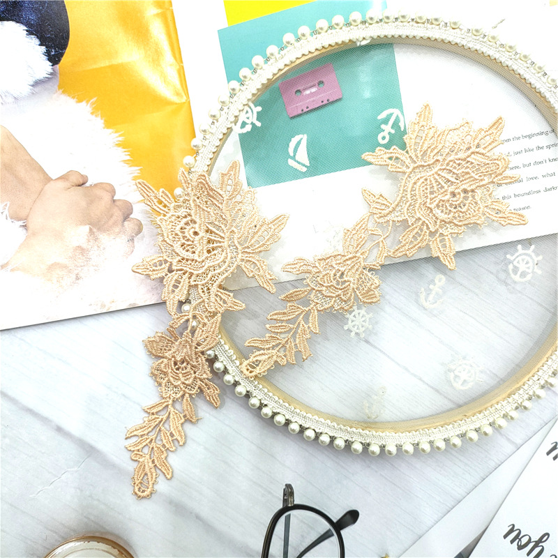 Factory direct sales of lace-trimmed adult underwear, best-selling polyester collar flower, light orange matching pattern, high-end clothing accessories pic 2