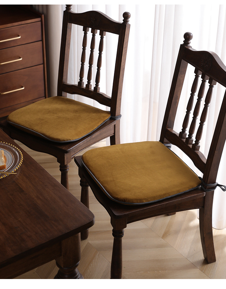 Wholesale of home Chinese-style dining chair and stool cushions with straps, velvet anti-slip seat cushions, solid color in winter, detachable and washable pic 15