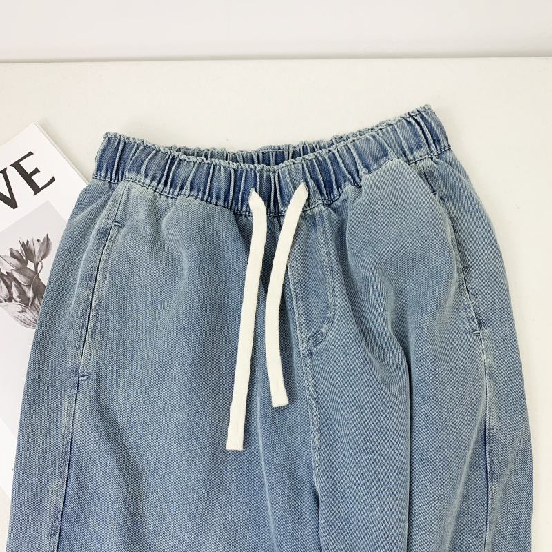 重工水洗超软天丝牛仔弯刀裤莱赛尔显瘦显腿长春夏款高腰直筒裤详情2