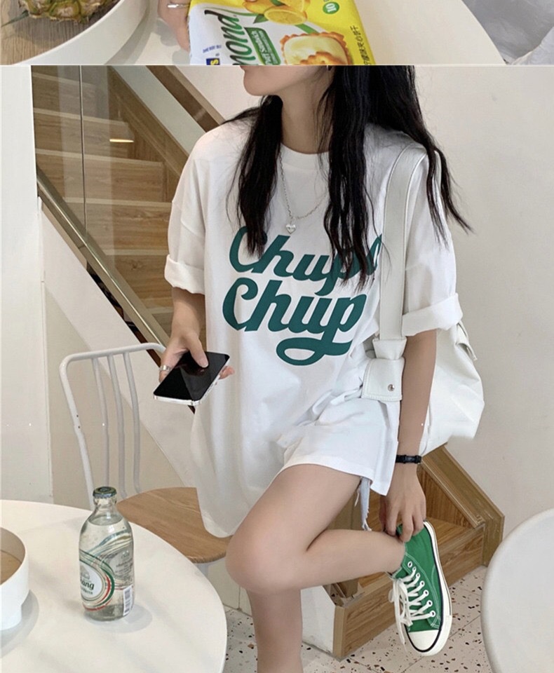 宽松圆领中长款短袖T恤女夏季时尚韩版棉质舒适减龄休闲上衣代发详情12