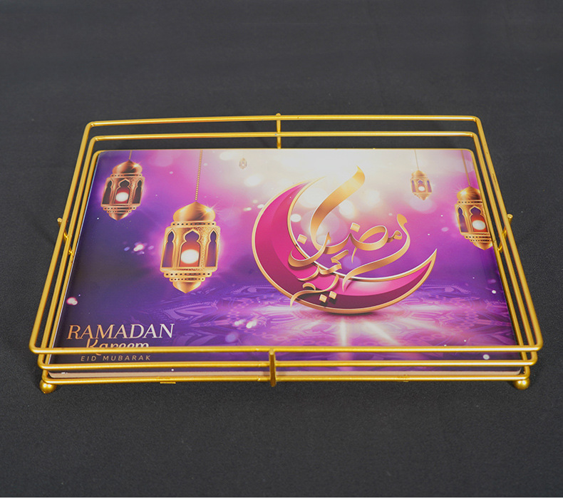 Middle Eastern characteristic Arab-style painted trays, iron art trays for Ramadan festivals, Eid craftsmanship plating pic 17