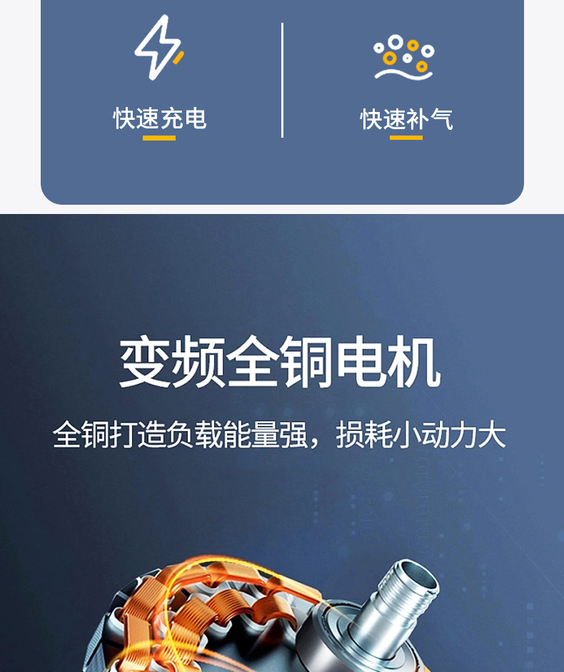 汽车车用无线车载充气泵便携式数显打气筒跨境热款汽车打气泵详情3