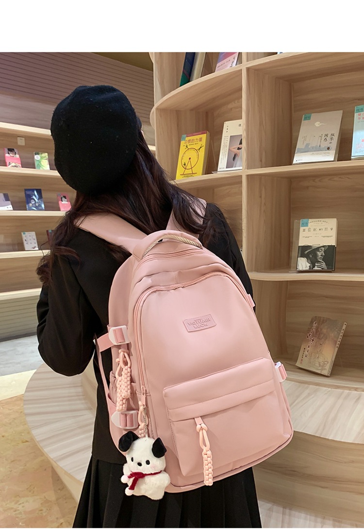 书包大容量高颜值初高中生新款双肩包大容量纯色简约防泼水背包详情9