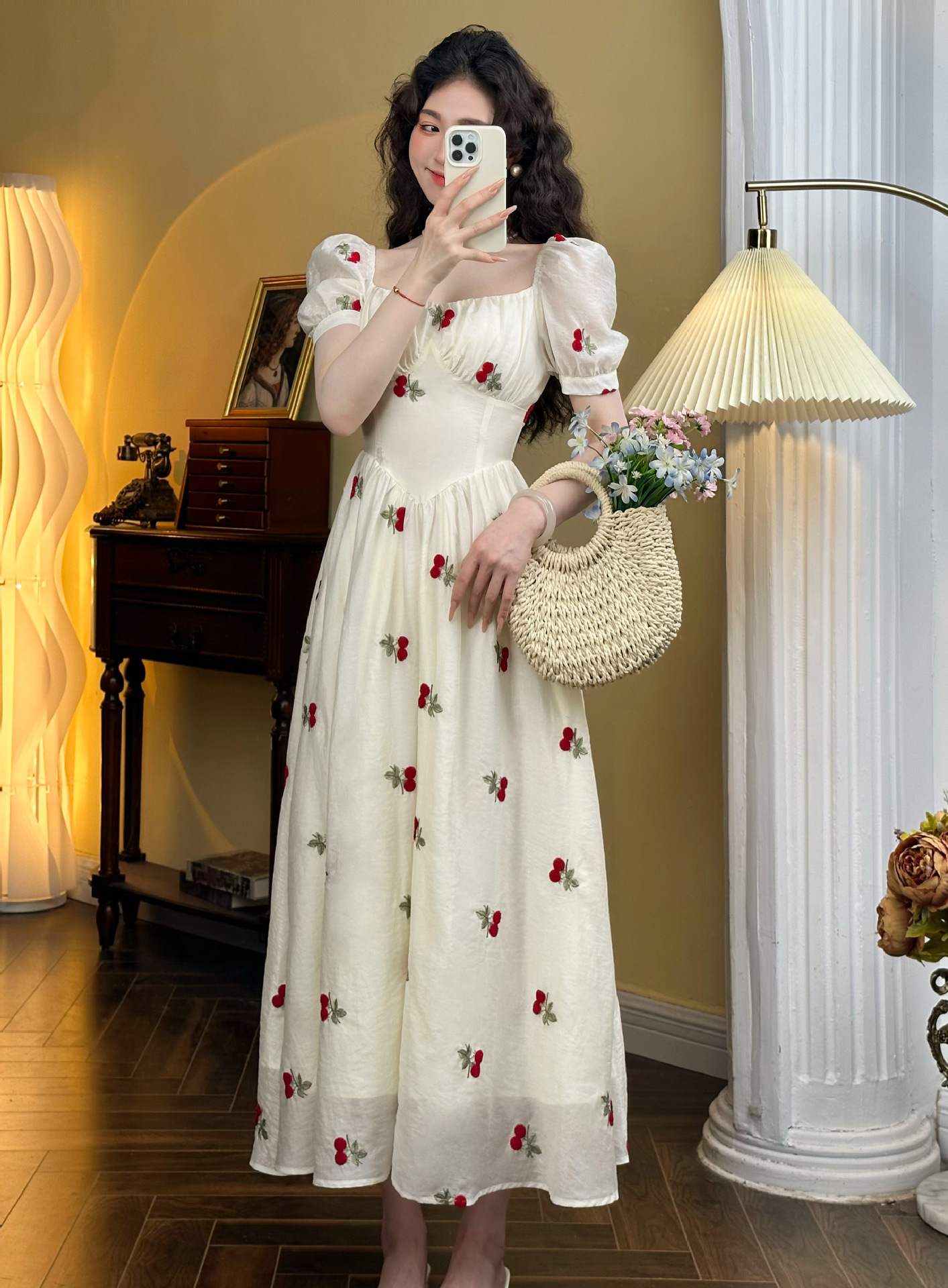 2024年【追风日记】初春短袖裙夏季海边度假法式复古仙女连衣裙女详情4