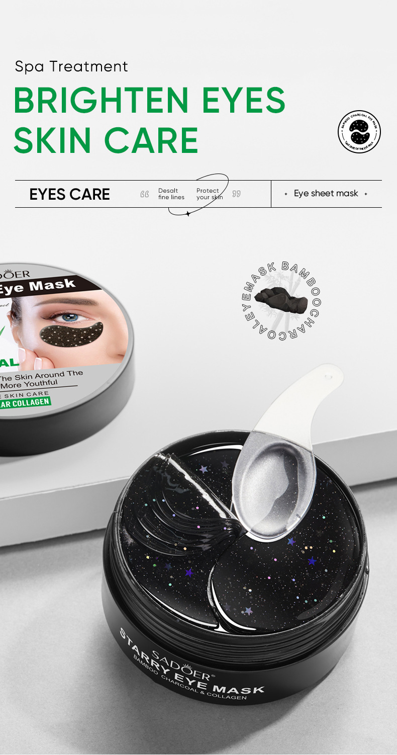 All-english starry sky eye mask box set SADOER Bamboo Charcoal rose Moisturizing and improving dark circles cross-border export wholesale pic 1