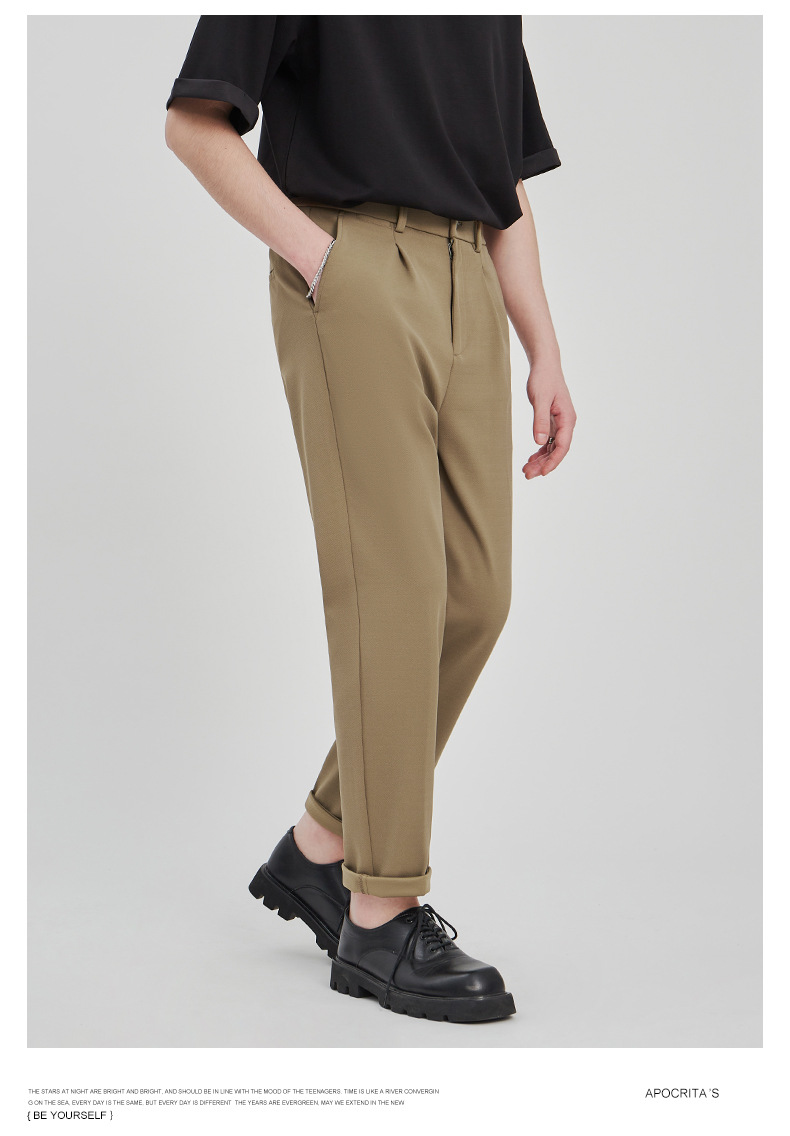 APO男装|宽松西裤男修身九分裤2024春夏抗皱直筒高级感休闲裤男详情11