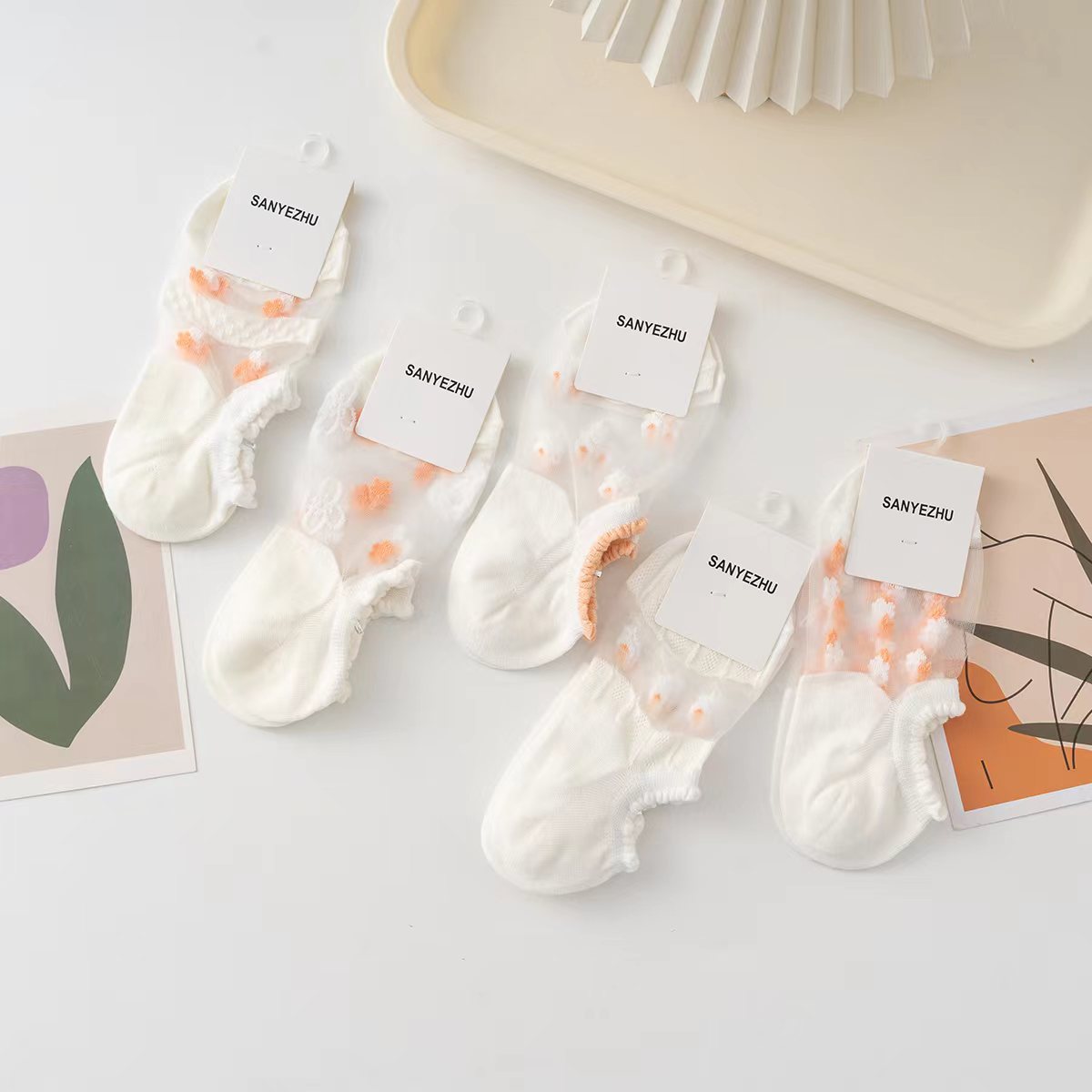 袜子女夏季超薄款花边冰丝袜女可爱日系船袜白色韩版玻璃丝短袜详情13