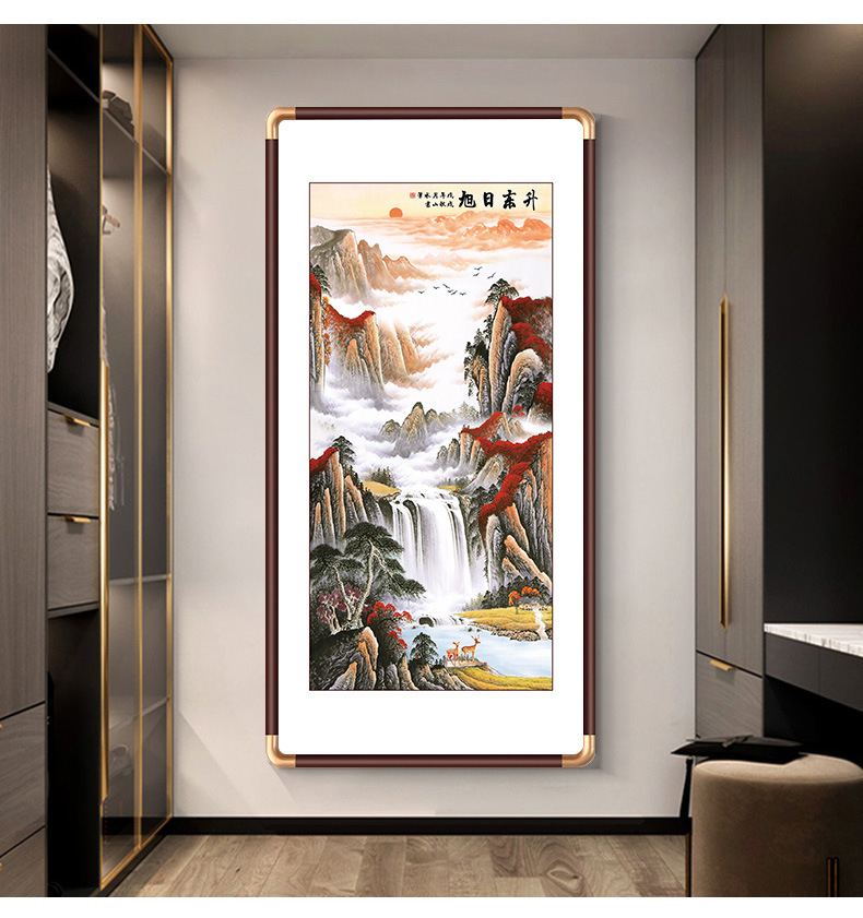 进门墙入户玄关装饰画鸿运当头客厅过道背景墙挂画办公室茶楼壁画详情8