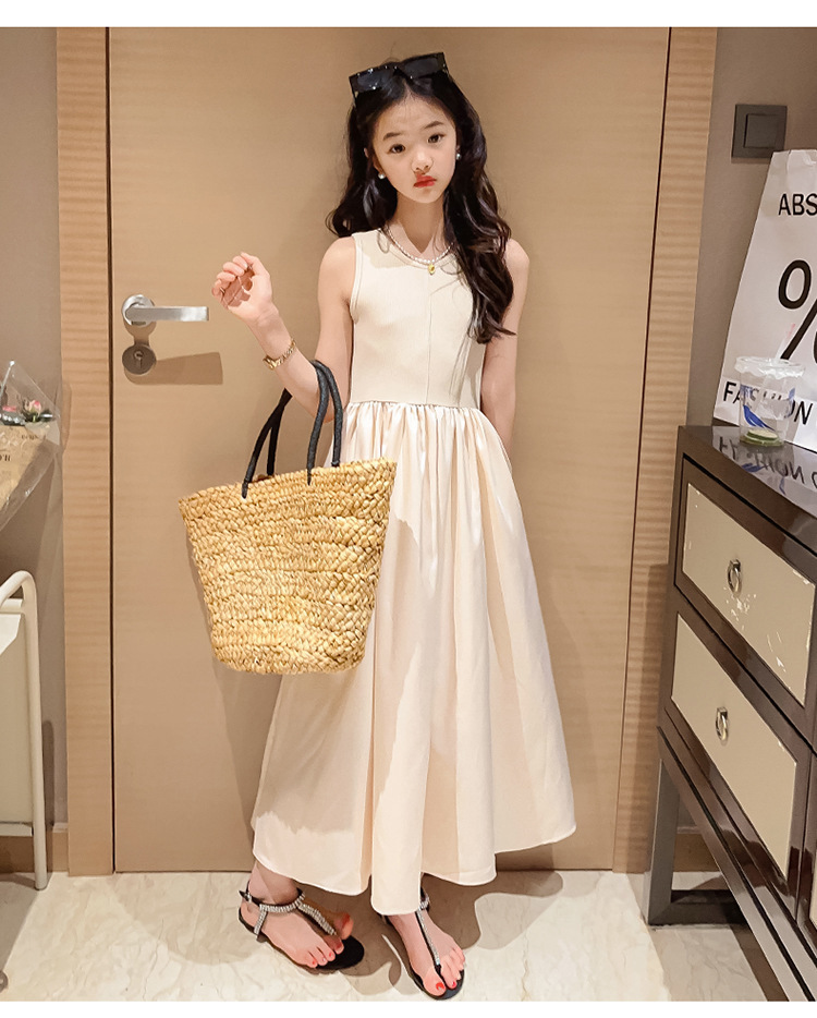 女童连衣裙夏装2023新款夏季儿童洋气公主裙网红中大童无袖长裙子详情24