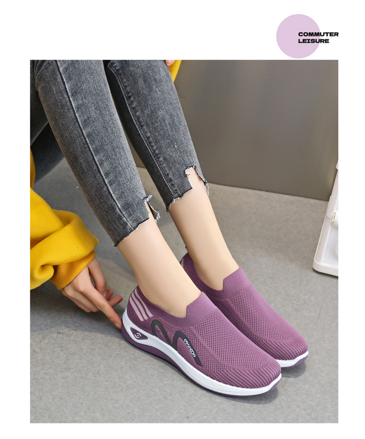 2023新款飞织一脚蹬袜子口休闲女鞋按摩底透气妈妈鞋健步运动鞋详情14