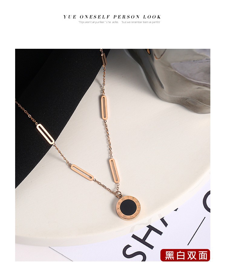 罗马项链女小众轻奢高级感18k金锁骨毛衣钛钢不掉色饰品礼物批发详情6