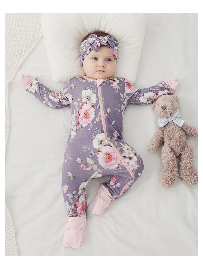 聚升服装外贸bamboo竹纤维宝宝连体衣春秋长袖双拉链婴儿睡衣爬服详情31