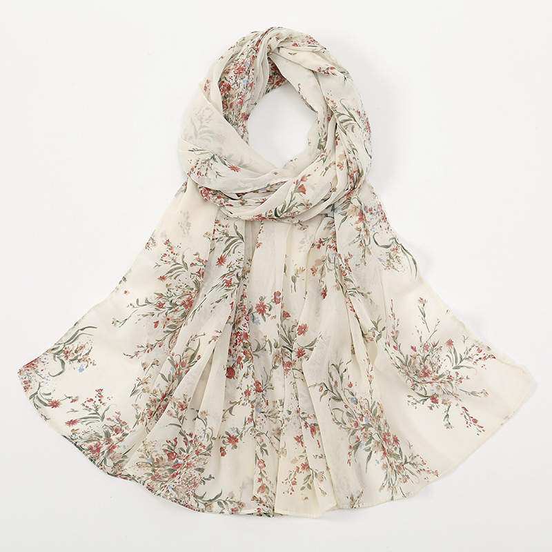 马来西亚新款女士包头长巾小碎花珍珠雪纺防晒披肩穆斯林包头纱巾详情26