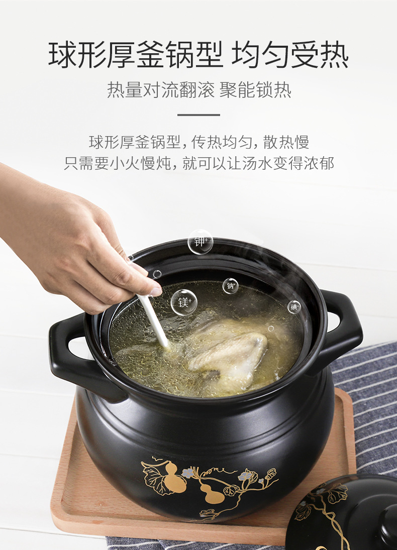 New dry-burning crack-free Fulu Pot ceramic clay pot high-temperature resistant stew pot, big belly soup pot in stock, one-piece consignment pic 7