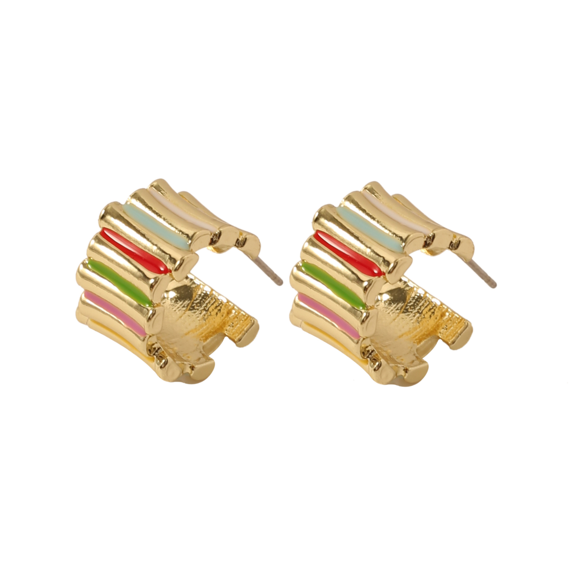 The new retro oil-dripping colored spiral earrings are fashionable, simple, individual, unique, niche and high-end design for women pic 4