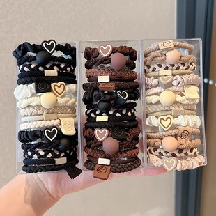 A high-end and elegant high ponytail hair tie, a simple hair band, a brown high-elasticity and durable rubber band hair accessory pic 9