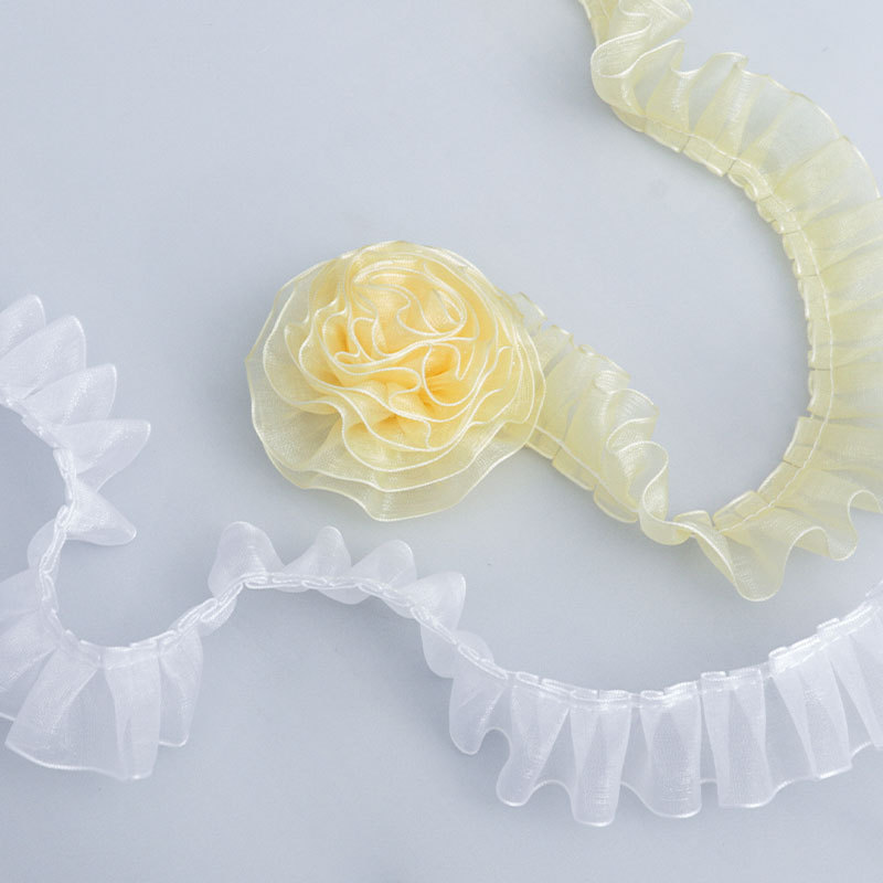 2.5cm transparent pleated chiffon lace trim, handmade DIY skirt hem, dress accessory and trim wholesale pic 2