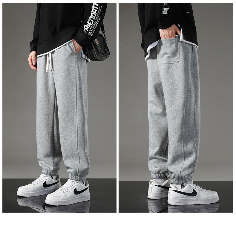 Cotton casual pants for men 2023 Spring/autumn knitted sports tapered sweatpants, loose, large-sized, fleece and thickened straight-leg pants pic 20