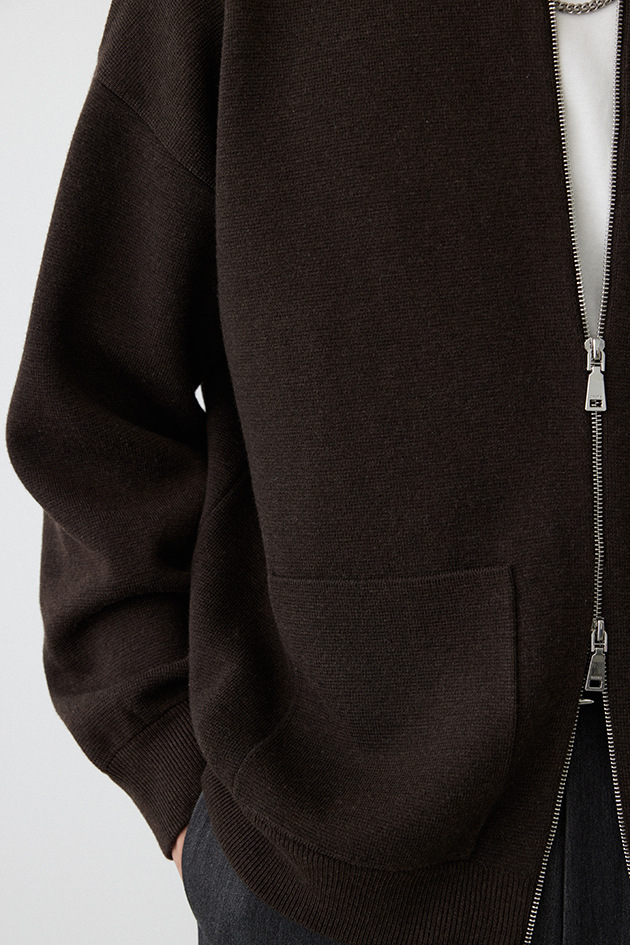 韩版潮流重磅双向拉链针织开衫简约休闲棒球领夹克毛衣外套男新款详情10